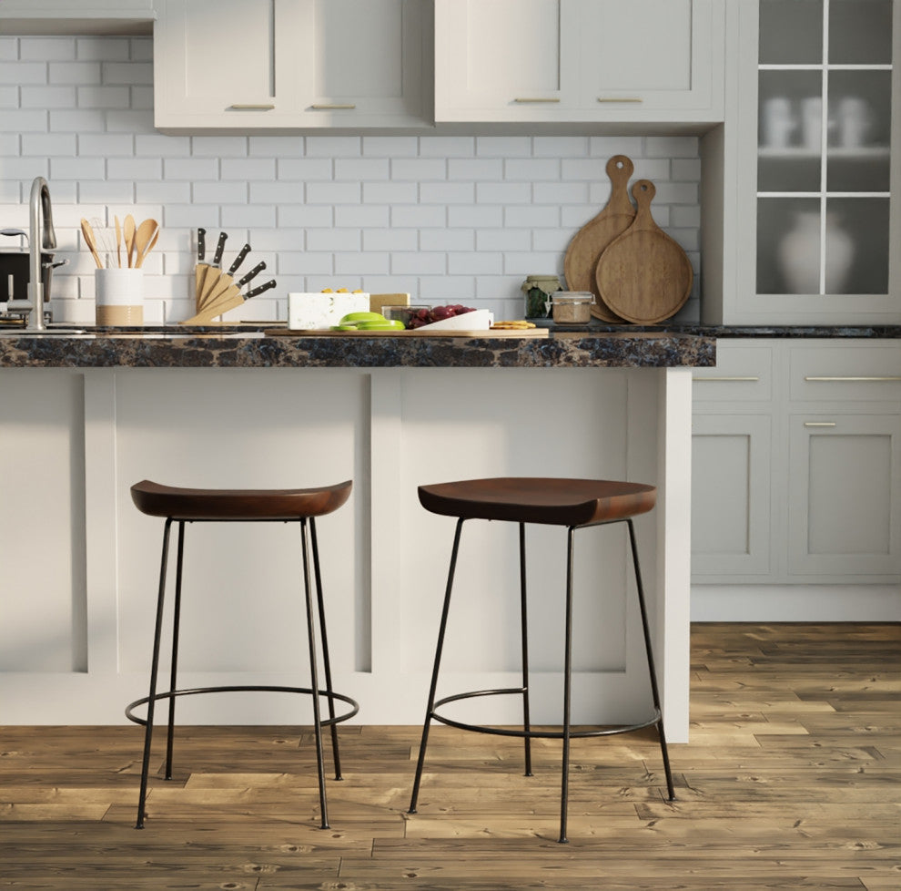 Diya Countoured Counter Stool Set of two, Chestnut/Black