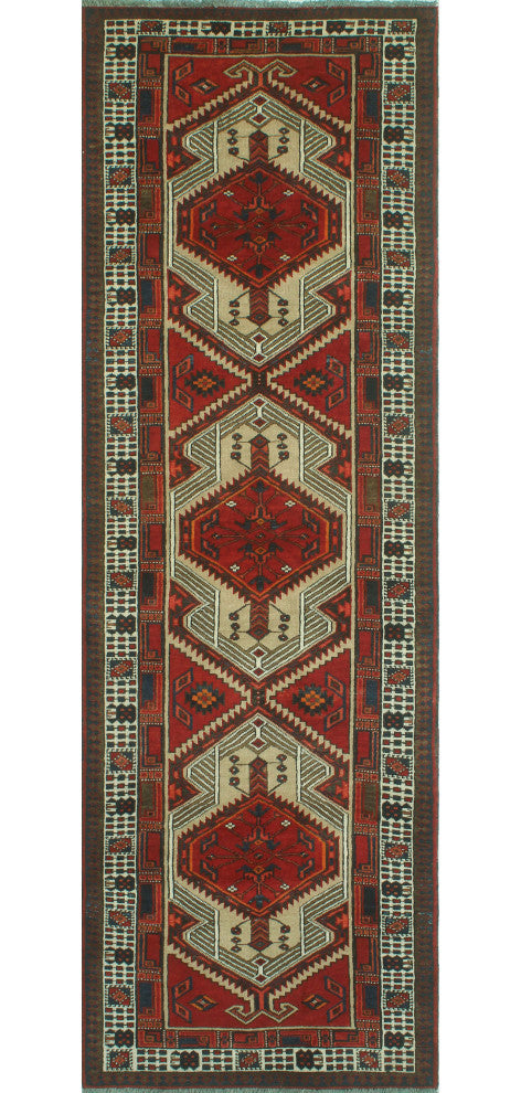 Fine Vintage Distressed Emilie Rust/Beige Runner, 3'3x10'5