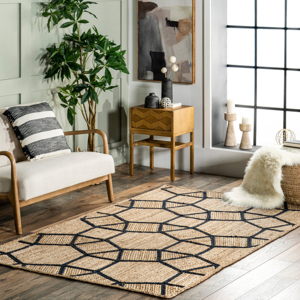 Nuloom Rozalia Jewel Jute Rug, Blue 4' x 6'