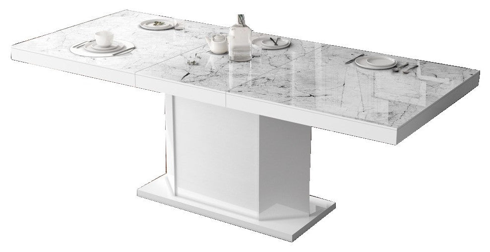 AMIGO Extendable Dining Table with Storage, Venatino/White