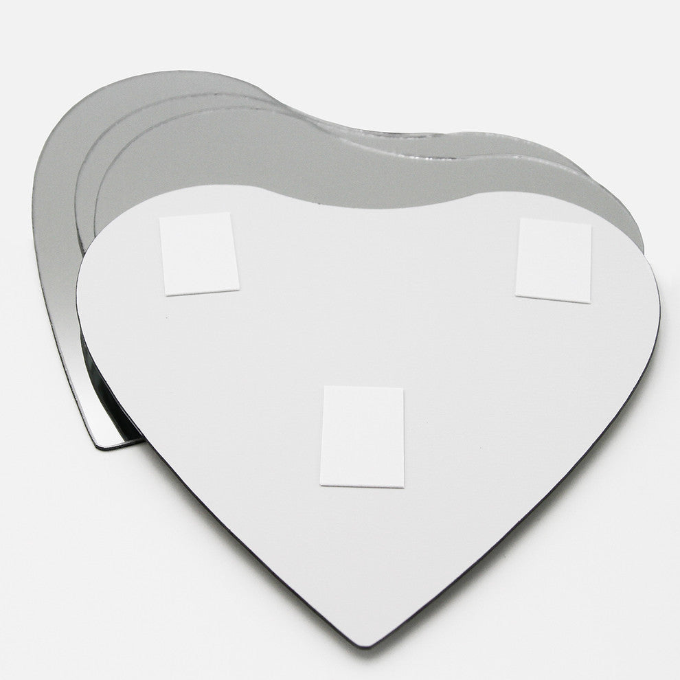 Small Decorative Wall Self Adhesive Shaped Mirrors, Set of 4, Heart