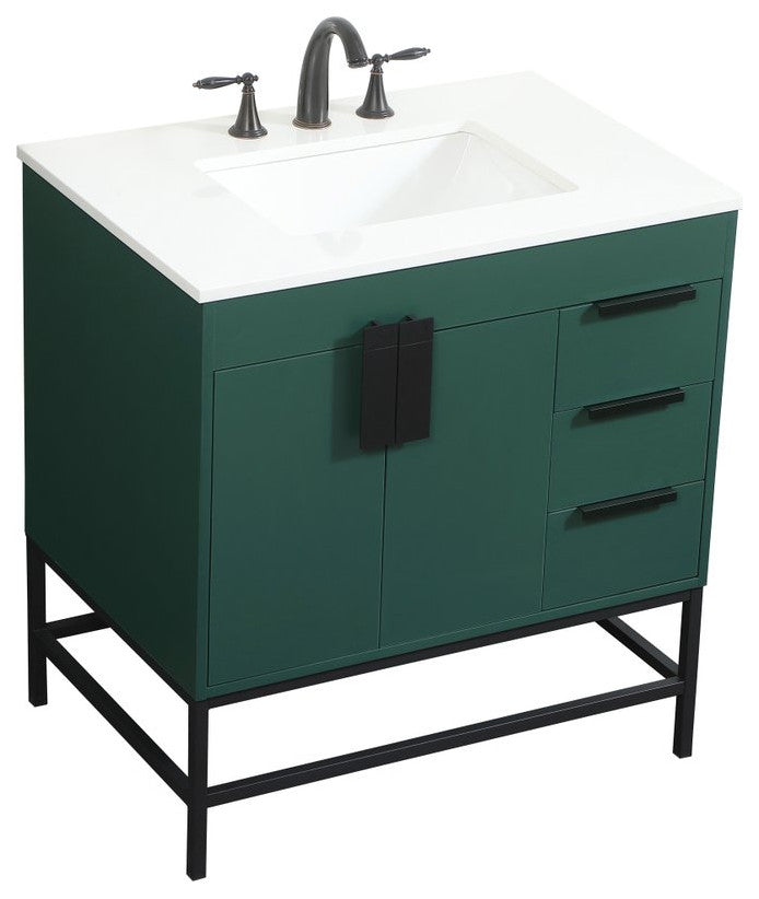 Home Living 22" Modern Green-Light Bathroom Vanity