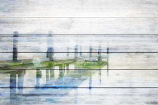 "Dock Mist" Painting Print on White Wood, 45"x30"