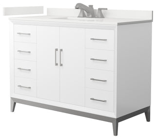 Amici 48" Single Vanity, Quartz Top, 3-Hole, Nickel Trim