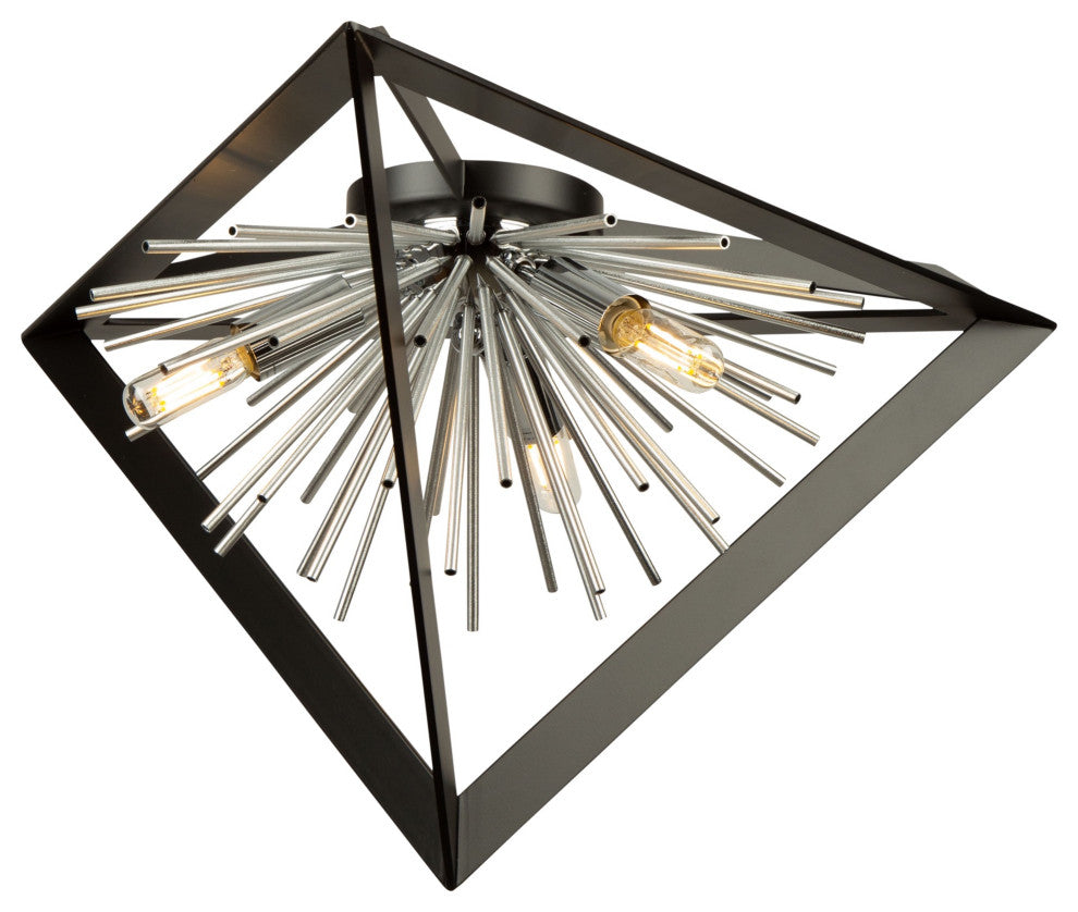 Sunburst  AC11442CH Flush Mount, Matte Black/Aluminum