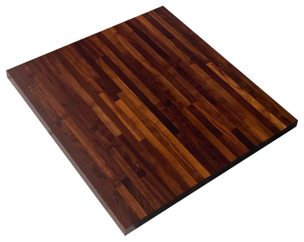 26" Deep Edge Grain Butcher Block Countertop 1.5" Thick, Walnut, 26" X 24"