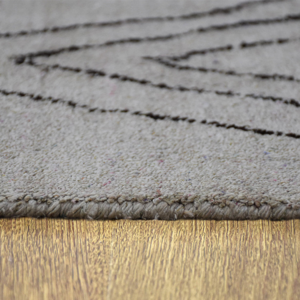 HAND KNOTTED LOOM SILK AREA RUGS-5'x8',Rectangle,Beige Brown,Contemporary