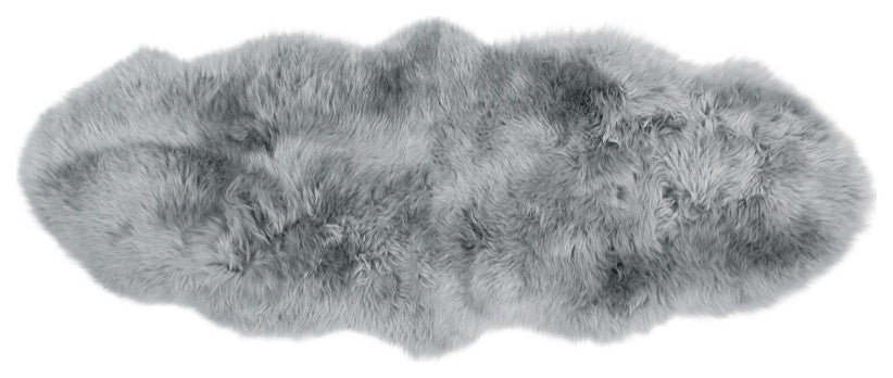 Modern Sheepskin Double Pelt 2'x3' Rug, Quicksilver