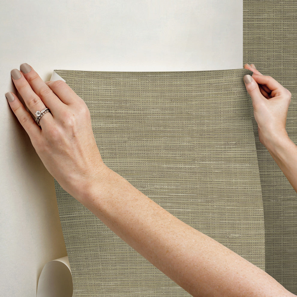 Wheat Grasscloth Raised Ink Peel and Stick Wallpaper, Bolt