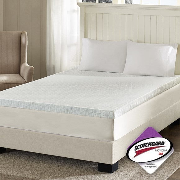 Sleep Philosophy 3" Memory Foam Mattress Topper, White, King