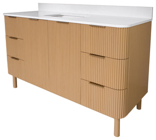 Utopia 60" Bathroom Vanity, Blonde, Top: Engineered White, Single