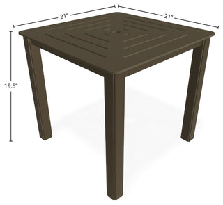 21" Square Marine Grade Outdoor End Table, Beachwood
