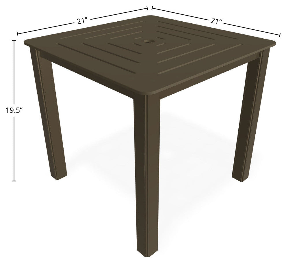 21" Square Marine Grade Outdoor End Table, Beachwood