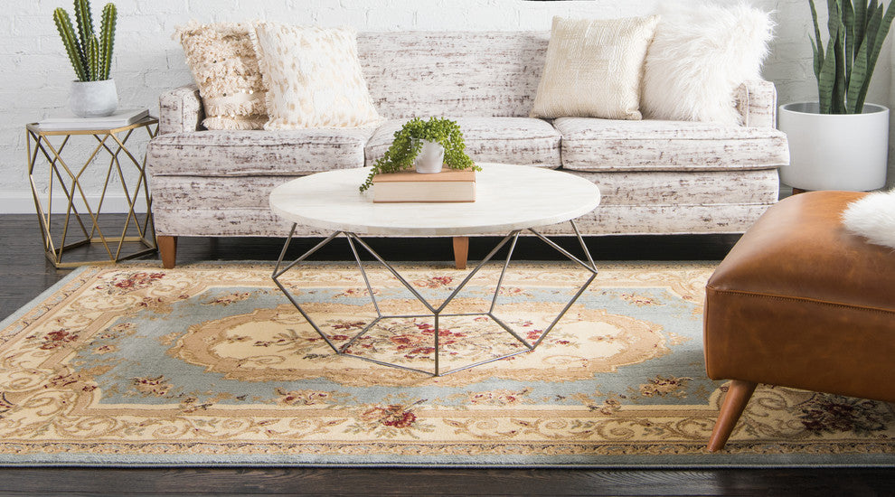 Unique Loom Light Blue Henry Versailles 6' 0 x 9' 0 Area Rug