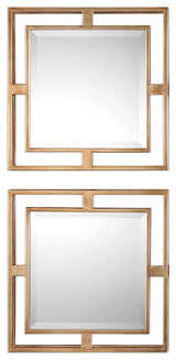 Uttermost Allick Gold Square Mirrors Set of 2, 9234