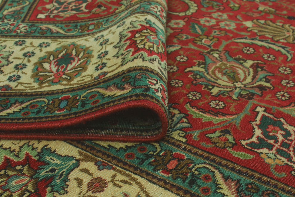 Fine Vintage Distressed Sayra Red/Beige Rug, 9'7x11'1
