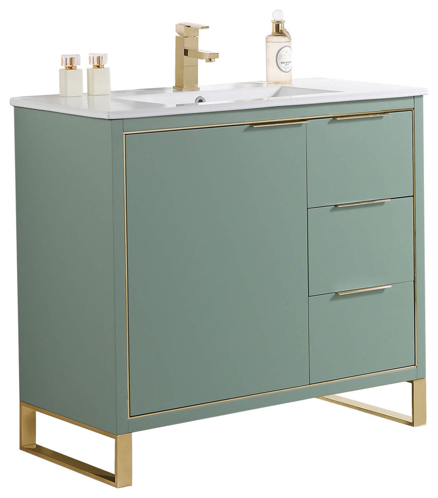 Fine Fixtures Opulence Collection Bathroom Vanity with White Ceramic Sink
