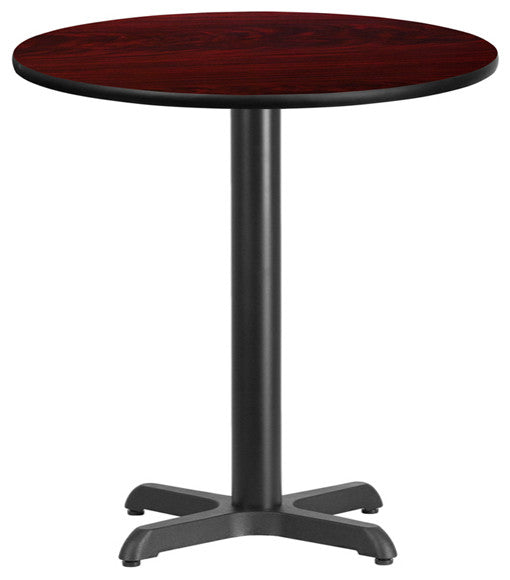24" Round Mahogany Laminate Table Top With 22"x22" Table Height Base