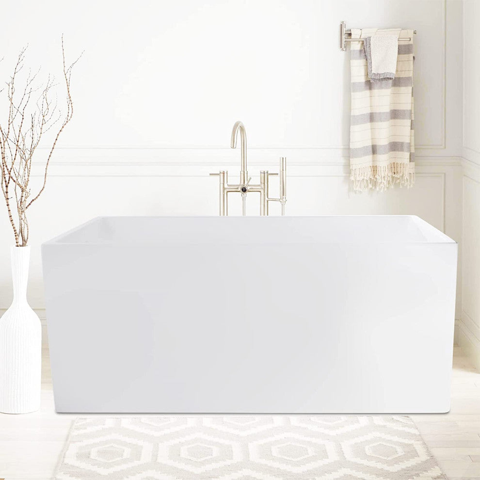 Vanity Art 55" Acrylic Freestanding Bathtub, Pure White