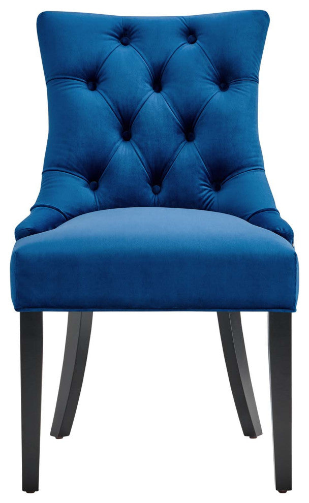 Regent Tufted Performance Velvet Dining Side Chairs - Set of 2 Navy