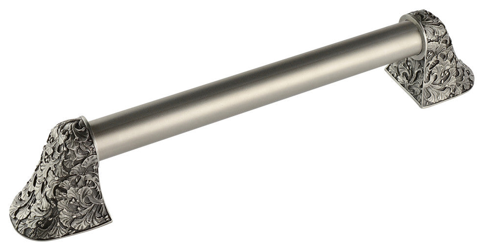 Florid Leaves Appliance Pull, Antique Pewter, 16", Plain