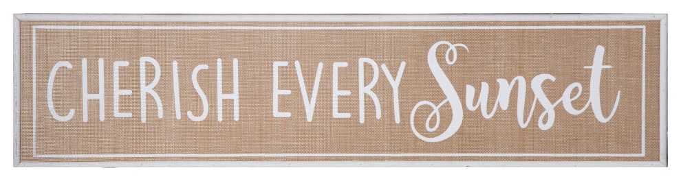 Wood Wall Art with "Cherish Every Sunset" Writing Design Natural Brown Finish