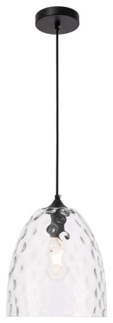 Gibson 1 Light Pendant in Black & Clear Glass