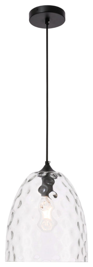 Gibson 1 Light Pendant in Black & Clear Glass