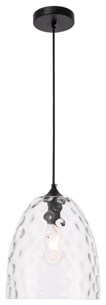 Gibson 1 Light Pendant in Black & Clear Glass