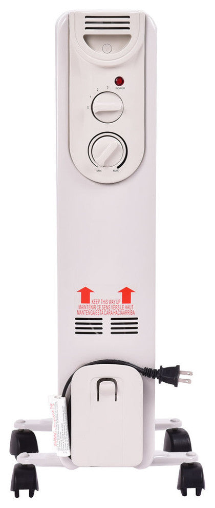 Costway 1500W Electric Oil Filled Radiator Space Heater 5-Fin Thermostat Room