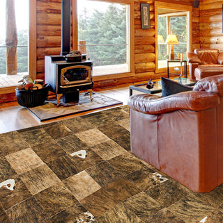 Cowhide Patchwork Rug, Icarus, Jasper, 6'x9'