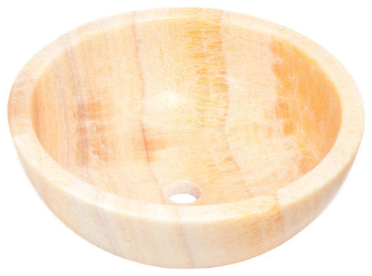 Natural Stone Vessel Bathroom Sink, Isidro Honey Onyx