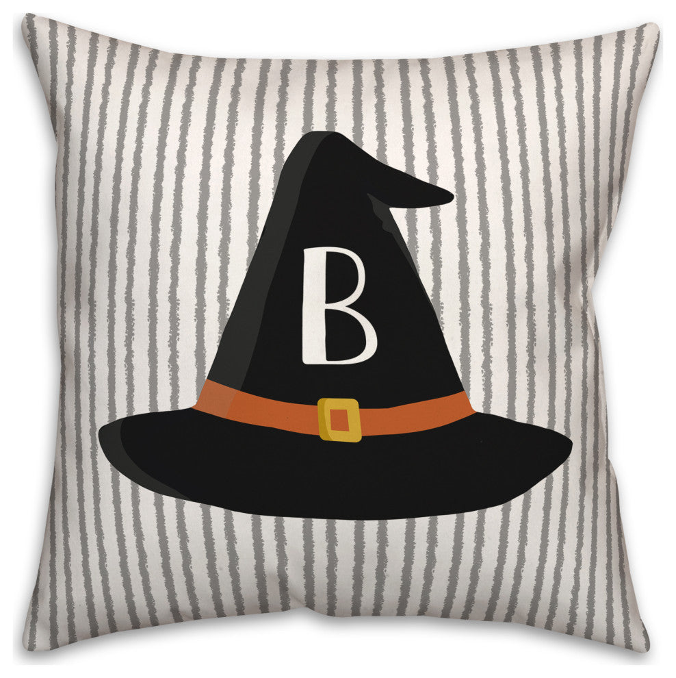 Halloween Monogram Hat B 18x18 Spun Poly Pillow