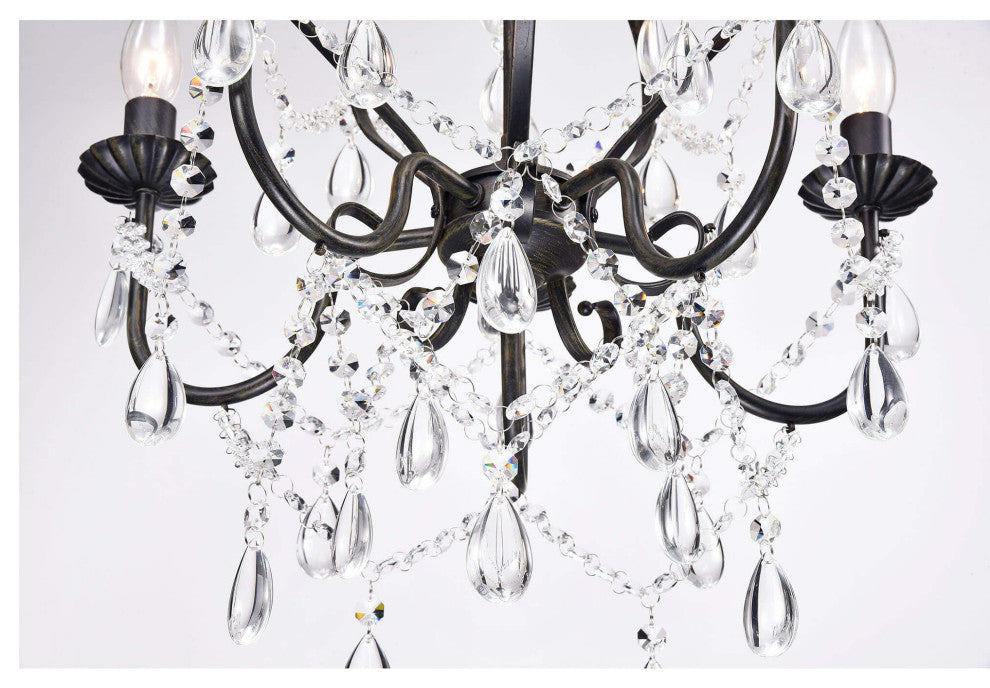 Athena 5-Light Iron and Crystal Candle Chandelier