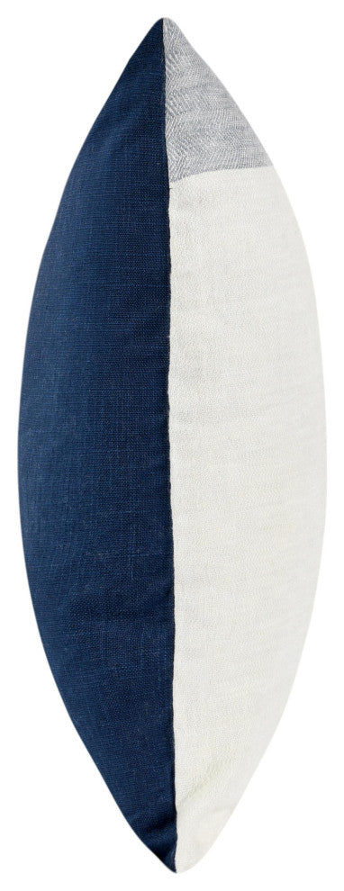 Fairbanks 22" Blue Belgian Linen Throw Pillow by Kosas Home