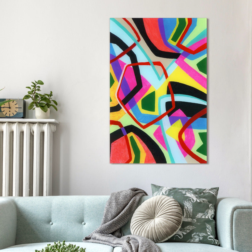 "Bold Shape Shift II" Frameless Free-Floating Reverse Printed Tempered Art Glass