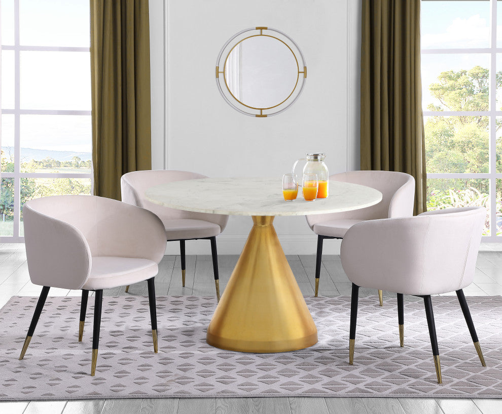 Emery Marble Dining Table, Brushed Gold