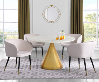 Emery Marble Dining Table, Brushed Gold