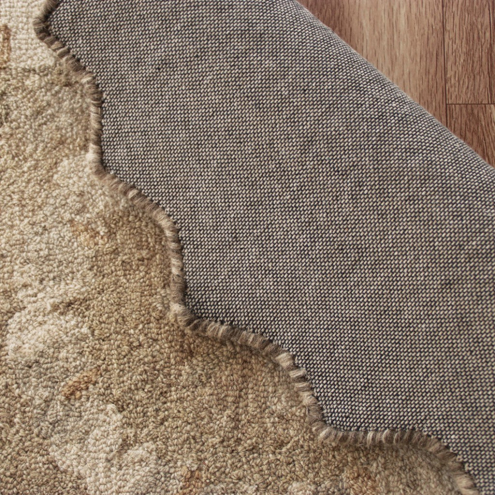 3' Round Tan Retro Modern Medallion Area Rug