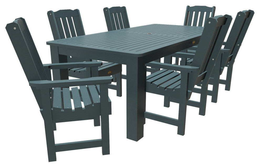 Springville 7-Piece 42x84 Dining Set, Weathered Acorn, Nantucket Blue