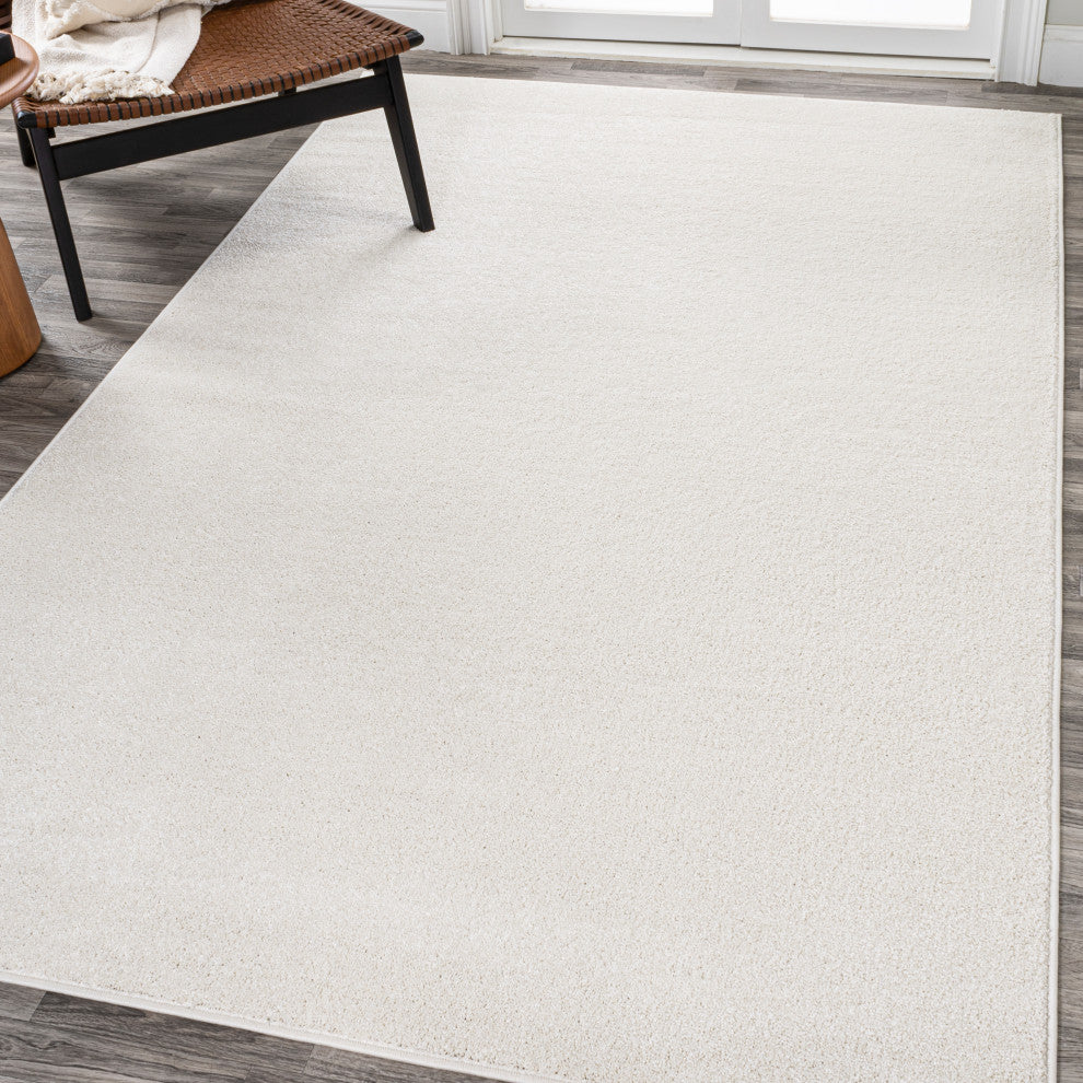 Haze Solid Low-Pile Runner Rug, Cream, 3 X 5