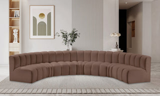 Arc Vegan Leather Upholstered 7-Pc. U-Shaped Modular Sectional, Brown