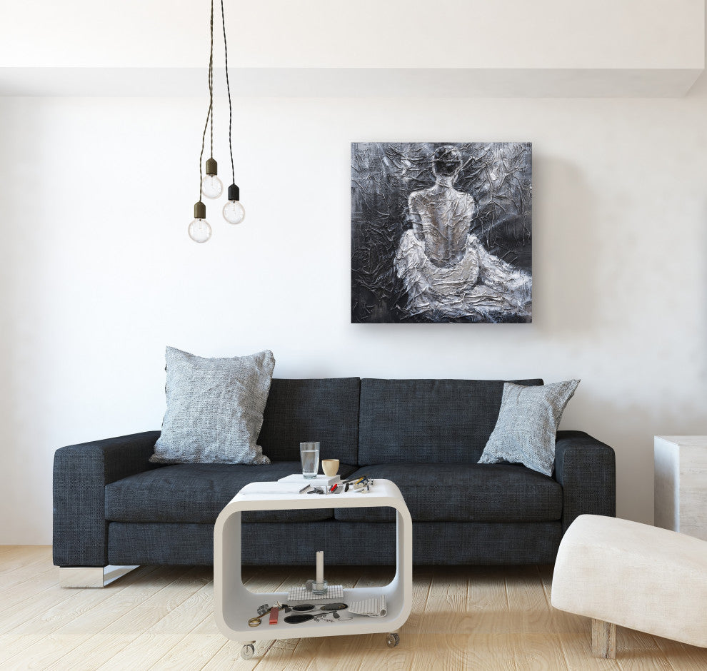 "A Lonely Night" Hand Painted Canvas Art, 40"x40" - Wrapped Canvas Painting