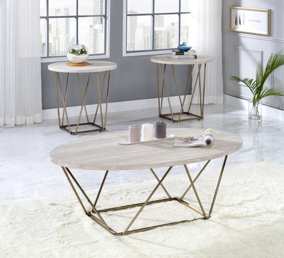 Rowyn Faux Marble Top End Table