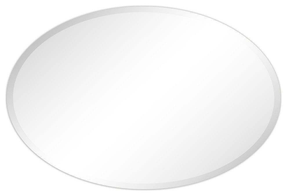 Frameless Beveled Oval Wall Mirror, 1" Beveled Edge, 36"x24"