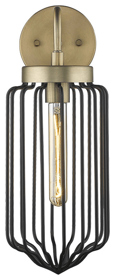 Gold and Black Metal Cage Wall Sconce