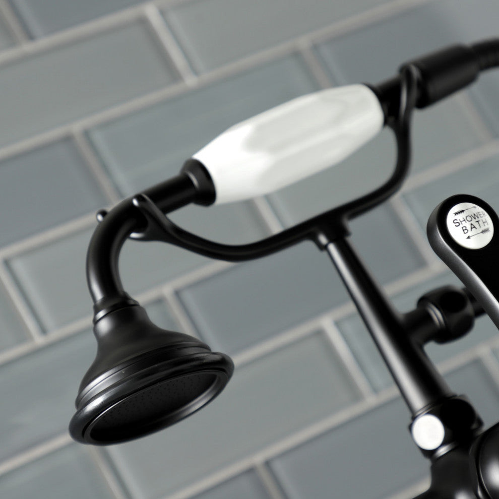 AE103T0 Deck Mount Clawfoot Tub Faucet, Matte Black