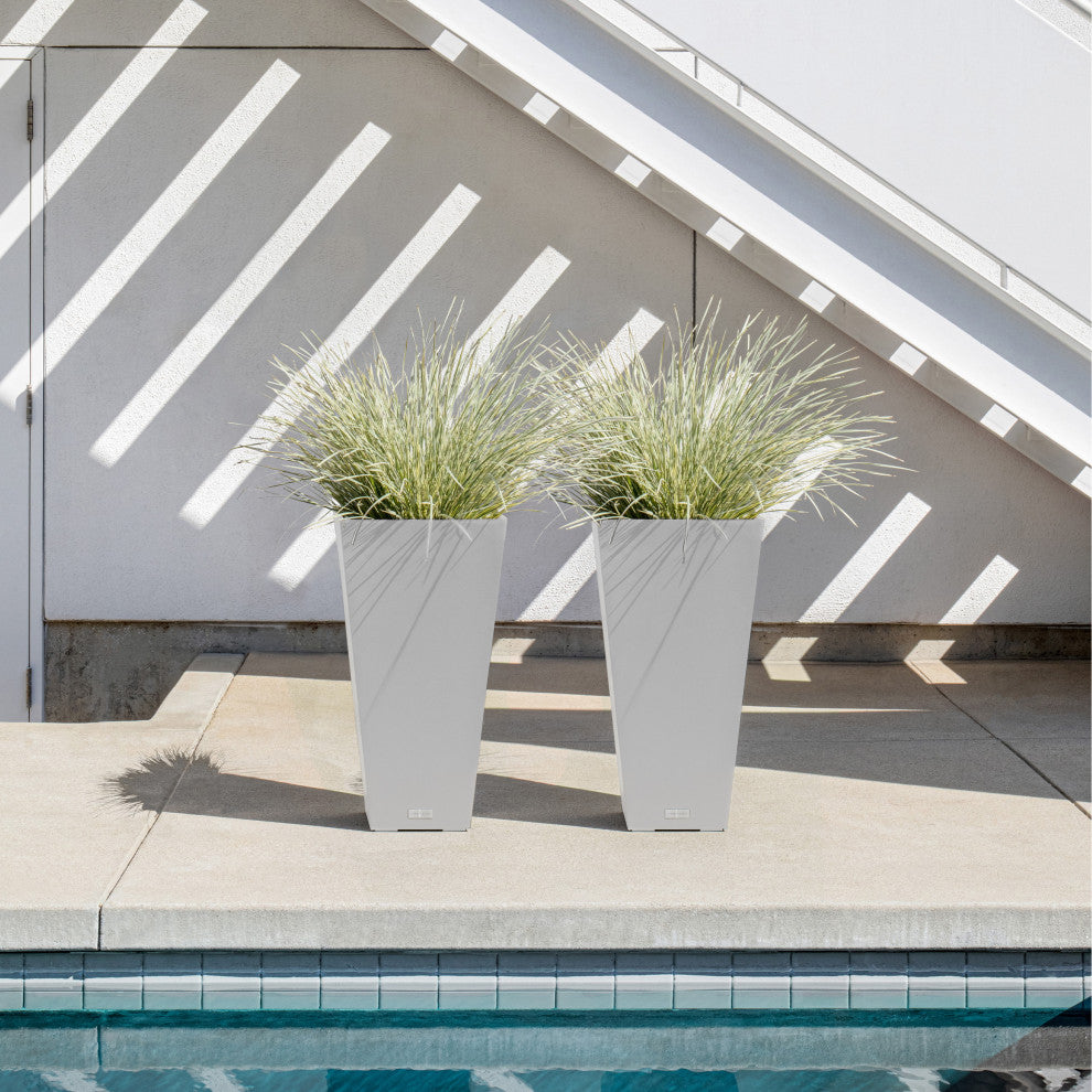 Midland Tall Square Planter, White, 26'', 1 Pack