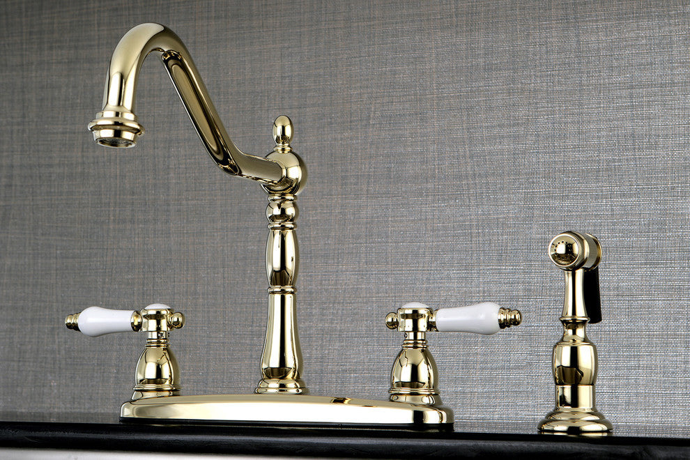 Kingston Brass Centerset Kitchen Faucet, Polished Brass