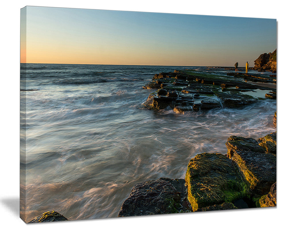 "Sydney Beach With Mossy Rocks" Seashore Canvas Print, 40"x30"